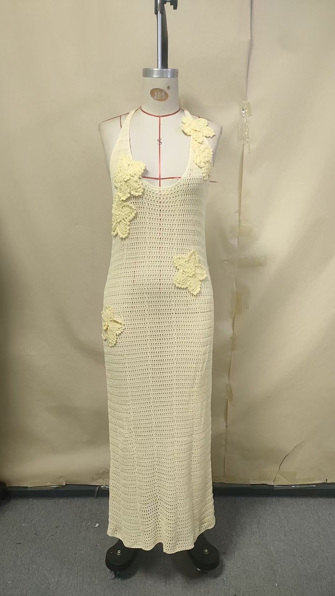 Sexy Hollow Out Cutout Floating Floral Halter Backless Sleeveless Casual Vacation Beach Dress Bella Mia