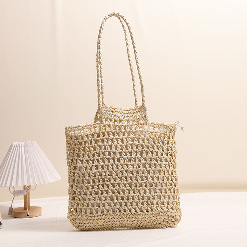 One Shoulder Hollow Out Cutout out Straw Bag Special Interest Design Straw Bag Woven Bag Vacation Beach Bag Women Bag Bella Mia