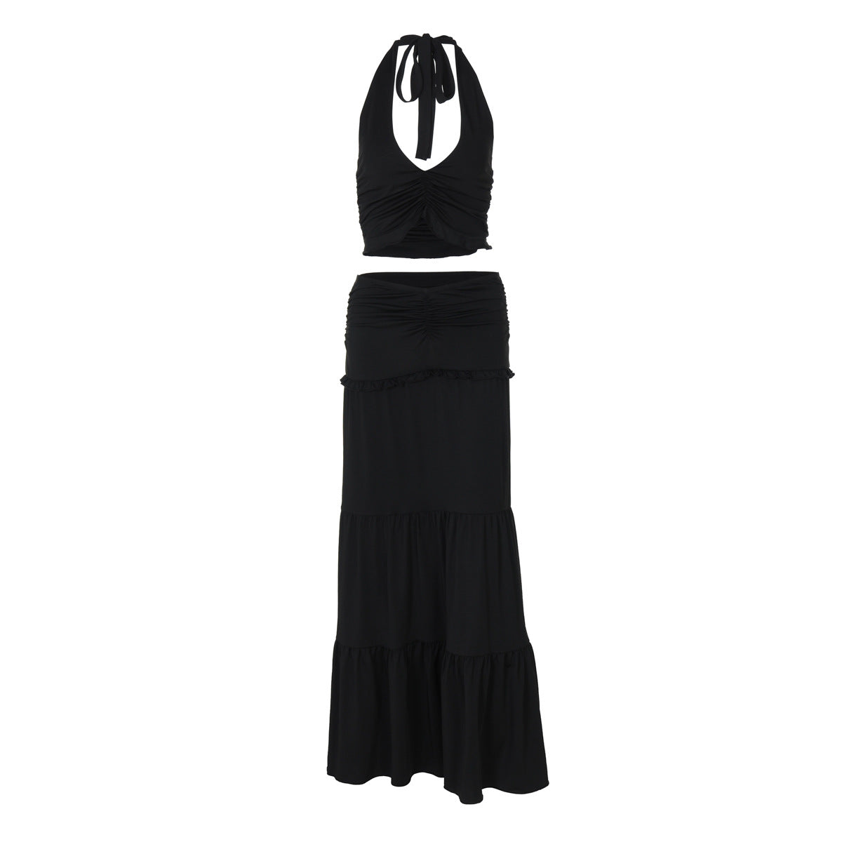 Women Clothing Summer Lace Halterneck Vest Pleated Skirt Two Piece Set for Women Bella Mia