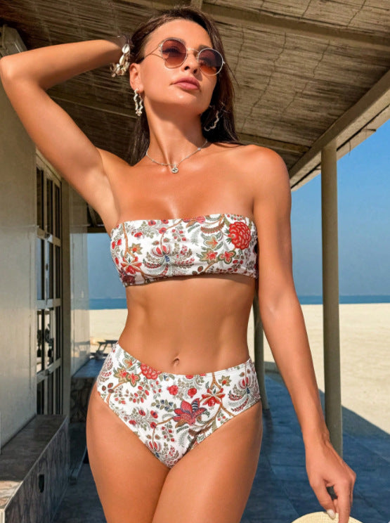 Printed Tube Top Sexy Swimsuit Triangle Bikini Women Bella Mia