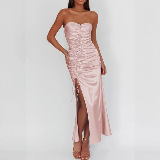 Tube Top Dress Summer Sexy Side Slit Irregular Asymmetric Hip Wrapped Dress Bella Mia