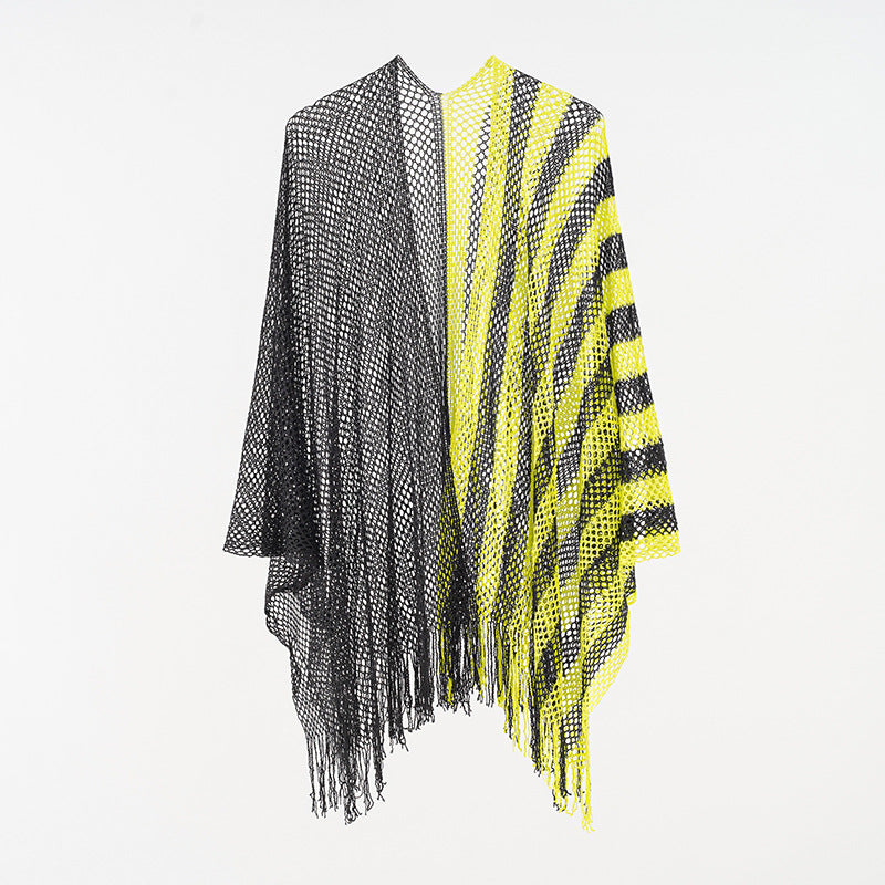 Sexy Mesh Sunscreen Striped Sunscreen Shawl Scarf Women Shawl Bella Mia
