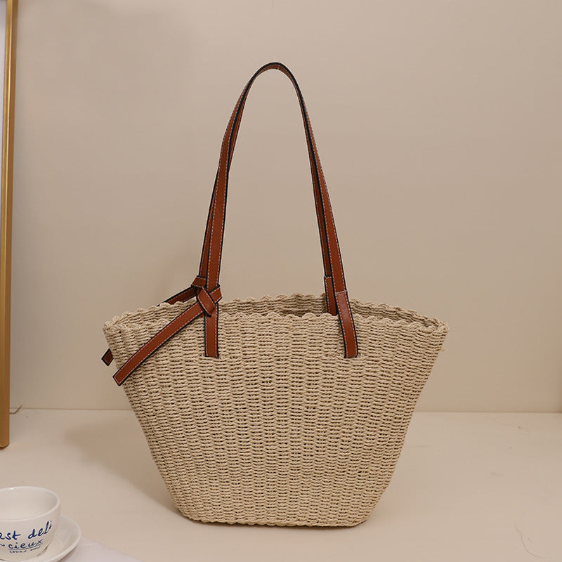 Simple Shoulder Straw Bag Large Capacity Woven Tote Women Bag Seaside Vacation Beach Bag Bella Mia