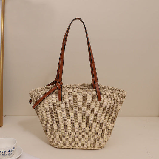 Simple Shoulder Straw Bag Large Capacity Woven Tote Women Bag Seaside Vacation Beach Bag Bella Mia