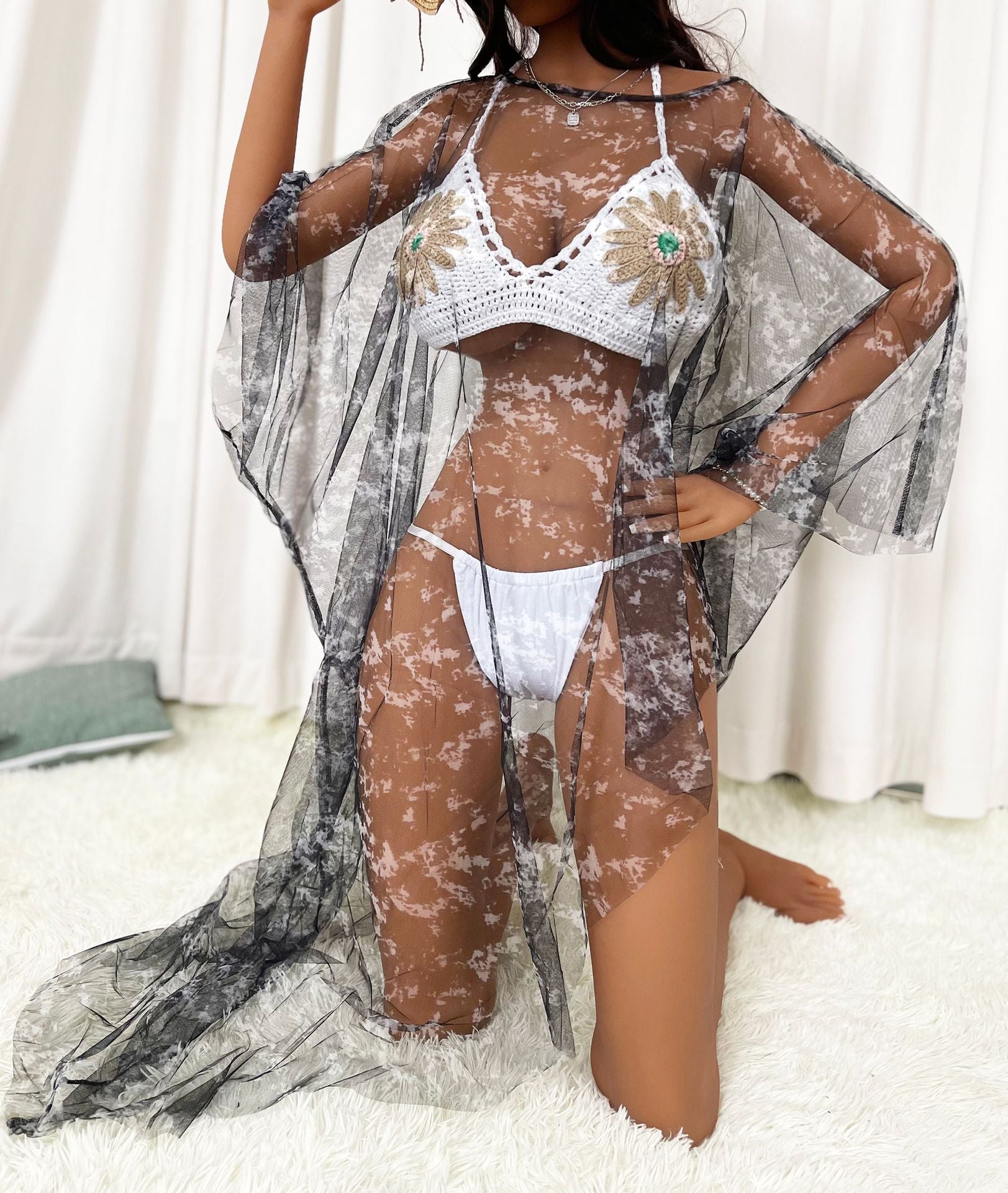 Irregular Asymmetric Sexy See Through Popular Color Mesh Beach Beach Cover Up Bella Mia