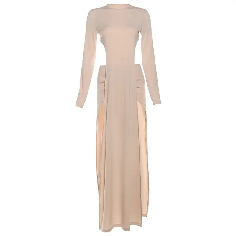 Women's Fall Round Neck Irregular Long Sleeve T Shirt And Maxi Skirt Set Bella Mia