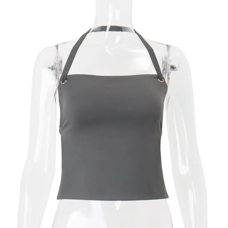 Sexy Women Halter Neck Tank Top Backless Slim Fit Solid Color Summer Vest Bella Mia