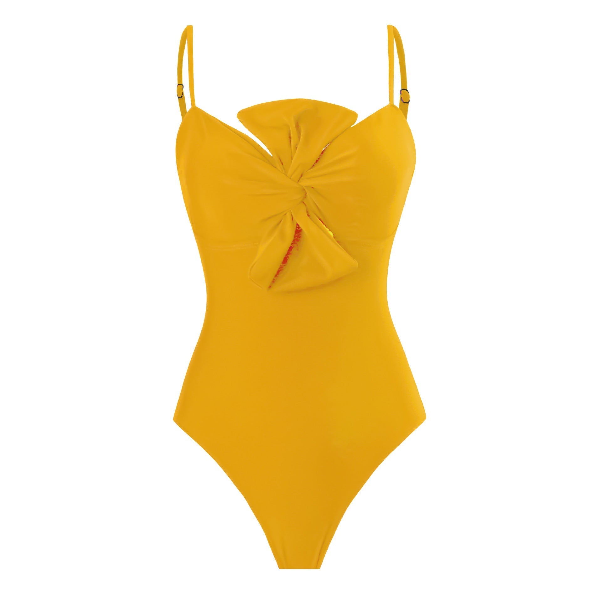 Bow Solid Color One Piece Women Swimwear Suit French Retro Cover Belly Slimming Swimsuit Bella Mia