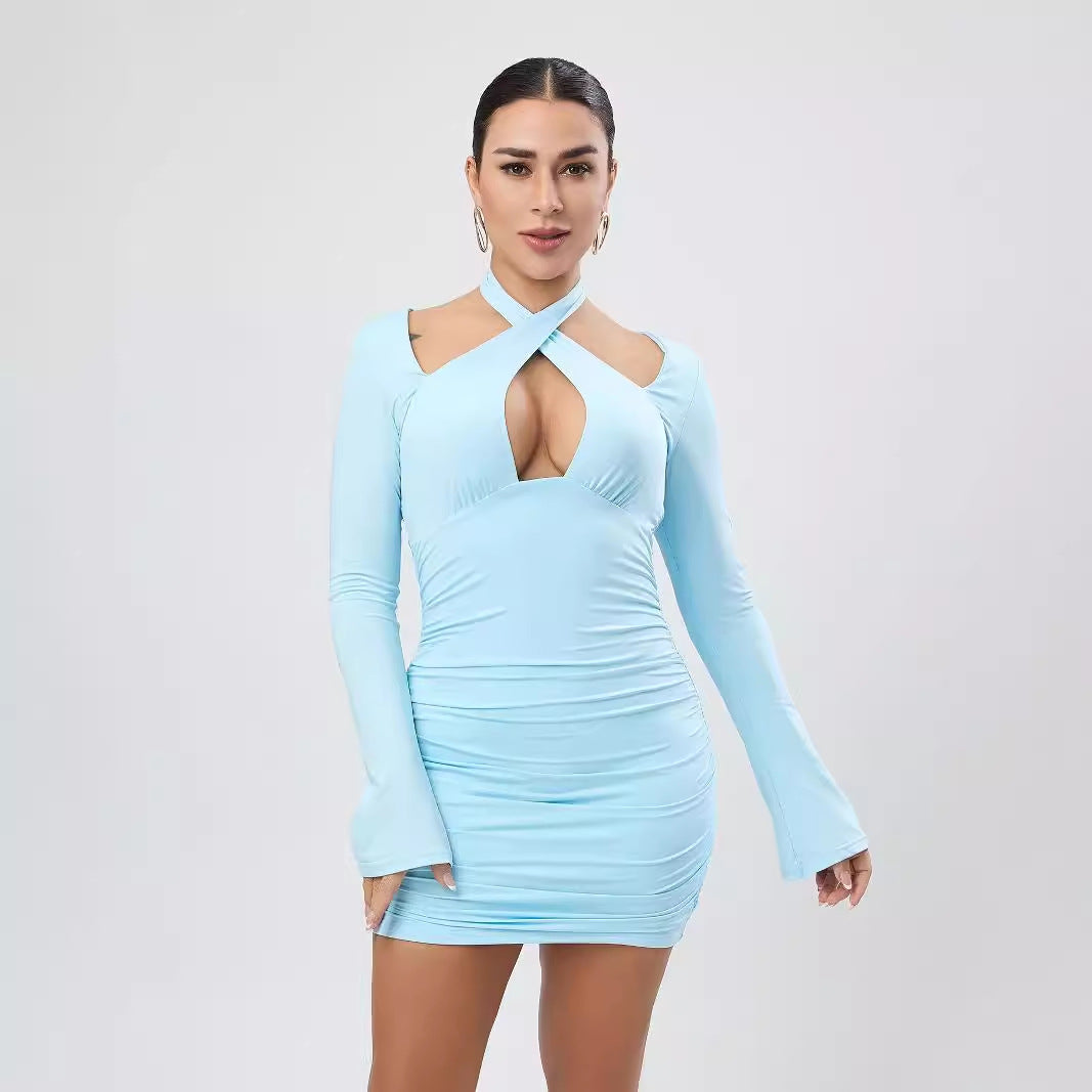 Super Sexy Dress Stretch Long Sleeve Halter Skinny Sexy Women Clothing Bella Mia