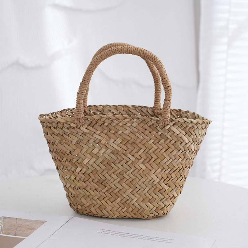 Natural Mitsubishi Grass Hand Woven Bag Straw Bag Simple Handbag Hand Bag Vegetable Basket Bag Women Bella Mia