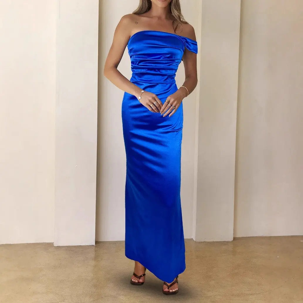 Sexy off Neck Sleeveless Dress Elegant Internet Celebrity Sense Slim Fit Women Dress Bella Mia