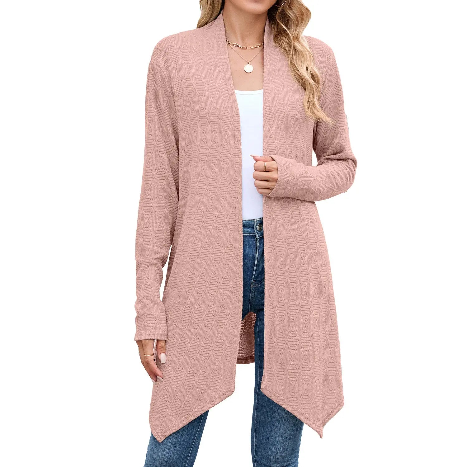 Women Clothing Autumn Solid Color Long Sleeved Knitted Cardigan Coat Long Shirt Women Bella Mia