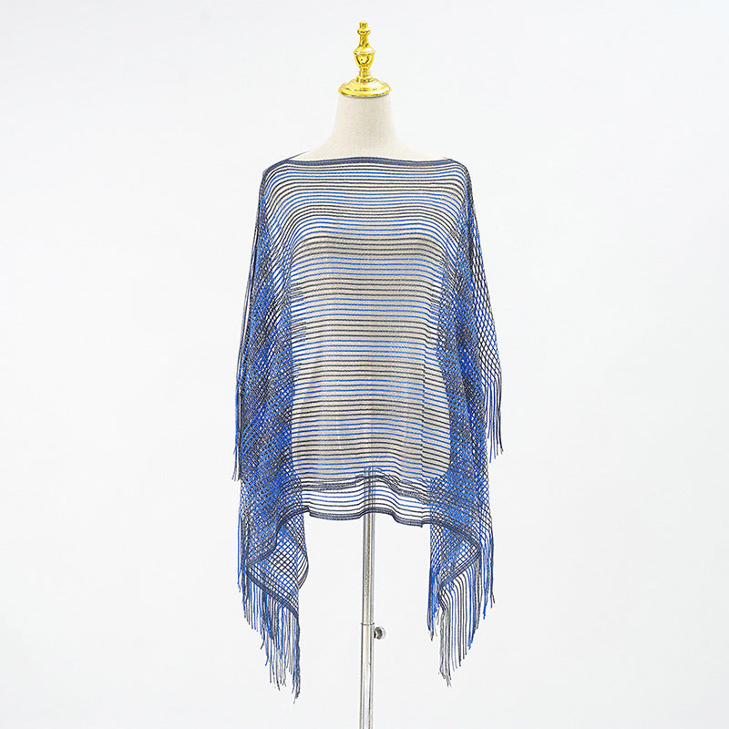Sexy Mesh Sunscreen Striped Sunscreen Shawl Scarf Lady Shawl Towel Bella Mia