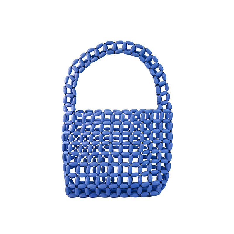Hand Woven Bag Wooden Bead Handmade Bag Retro High Sense Niche Handbag Small Square Bag Bella Mia