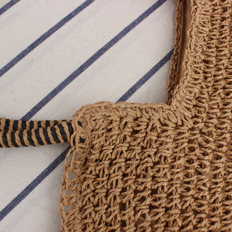 Solid Color Handmade Woven Bag Mori Simple One-Shoulder Straw Bag Summer Beach Bag Bella Mia