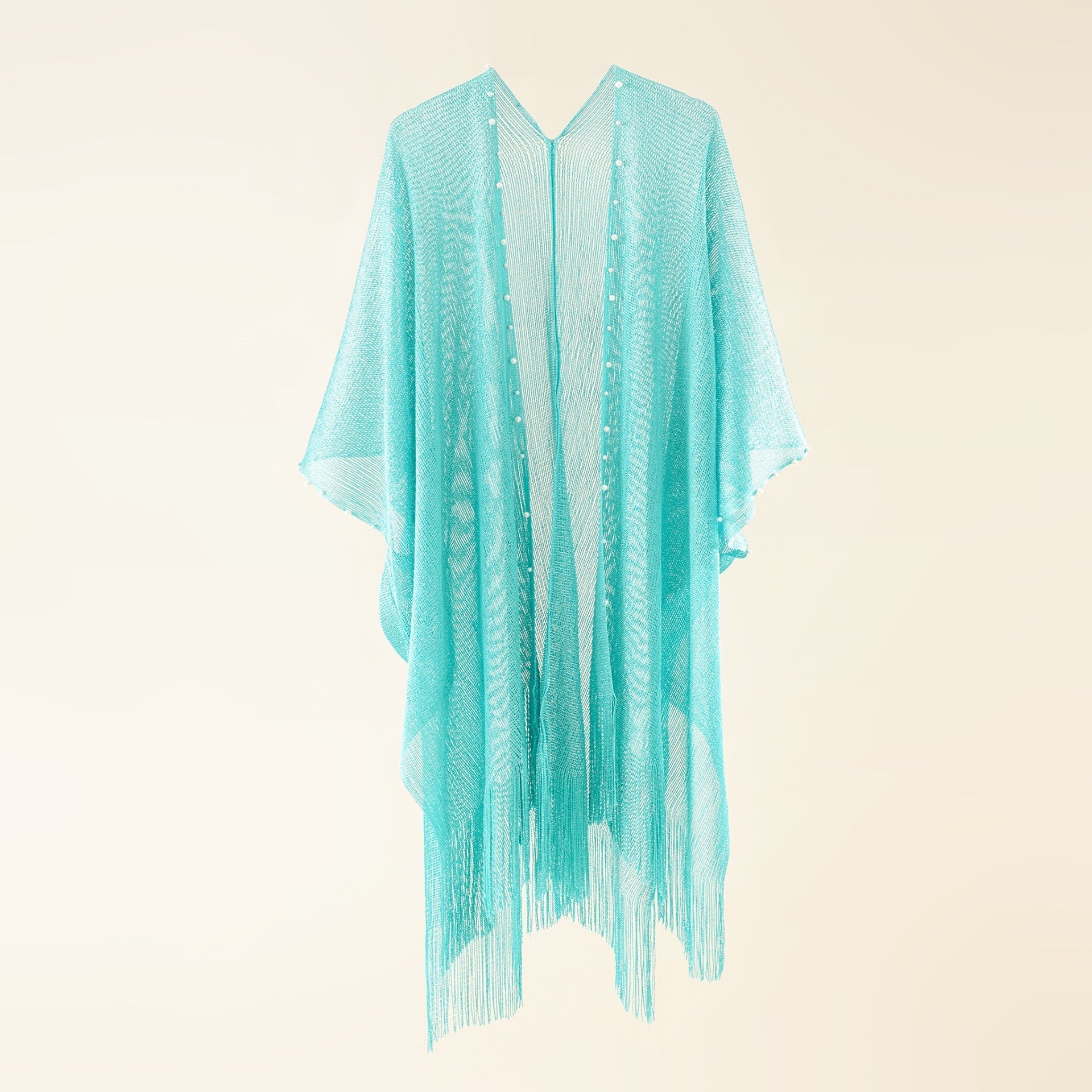 Street Spring Summer Sun Protection Solid Color Pearl Tassel Cardigan Shawl Bella Mia