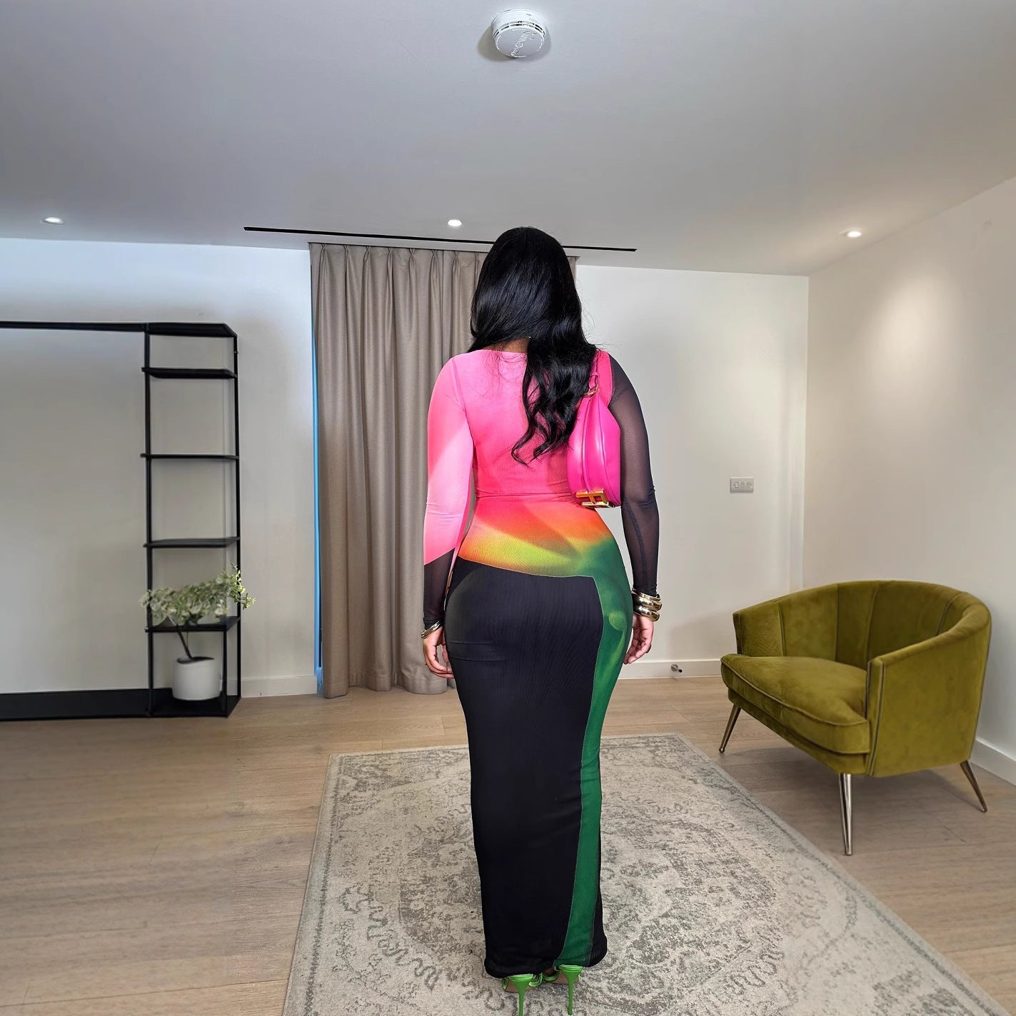 Women Clothing Double Layer Mesh Spring Autumn Elegant Long Sleeve Dress Bella Mia