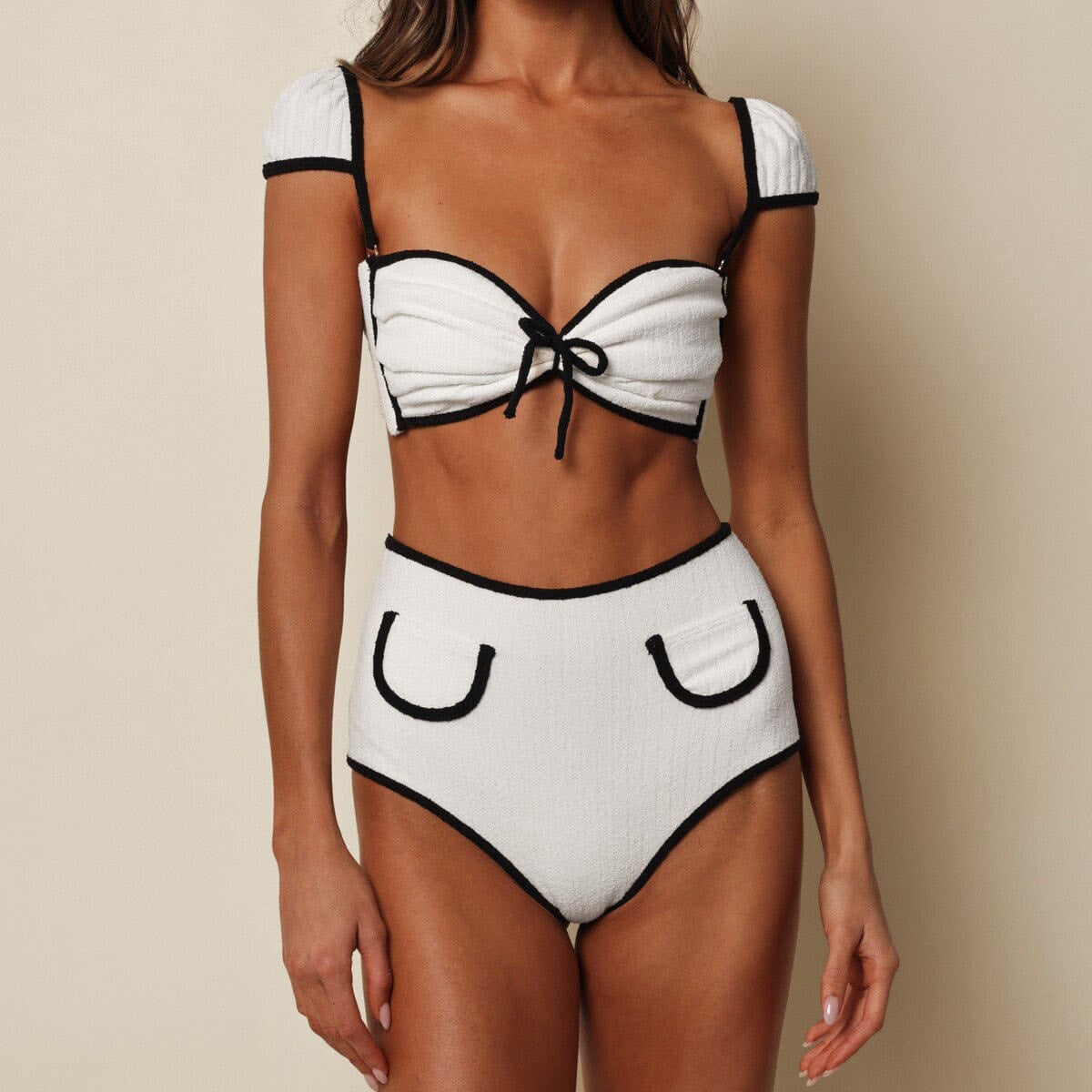 Solid Color High Waist Bikini Simple Split Swimsuit Women Sexy Bikini Bella Mia