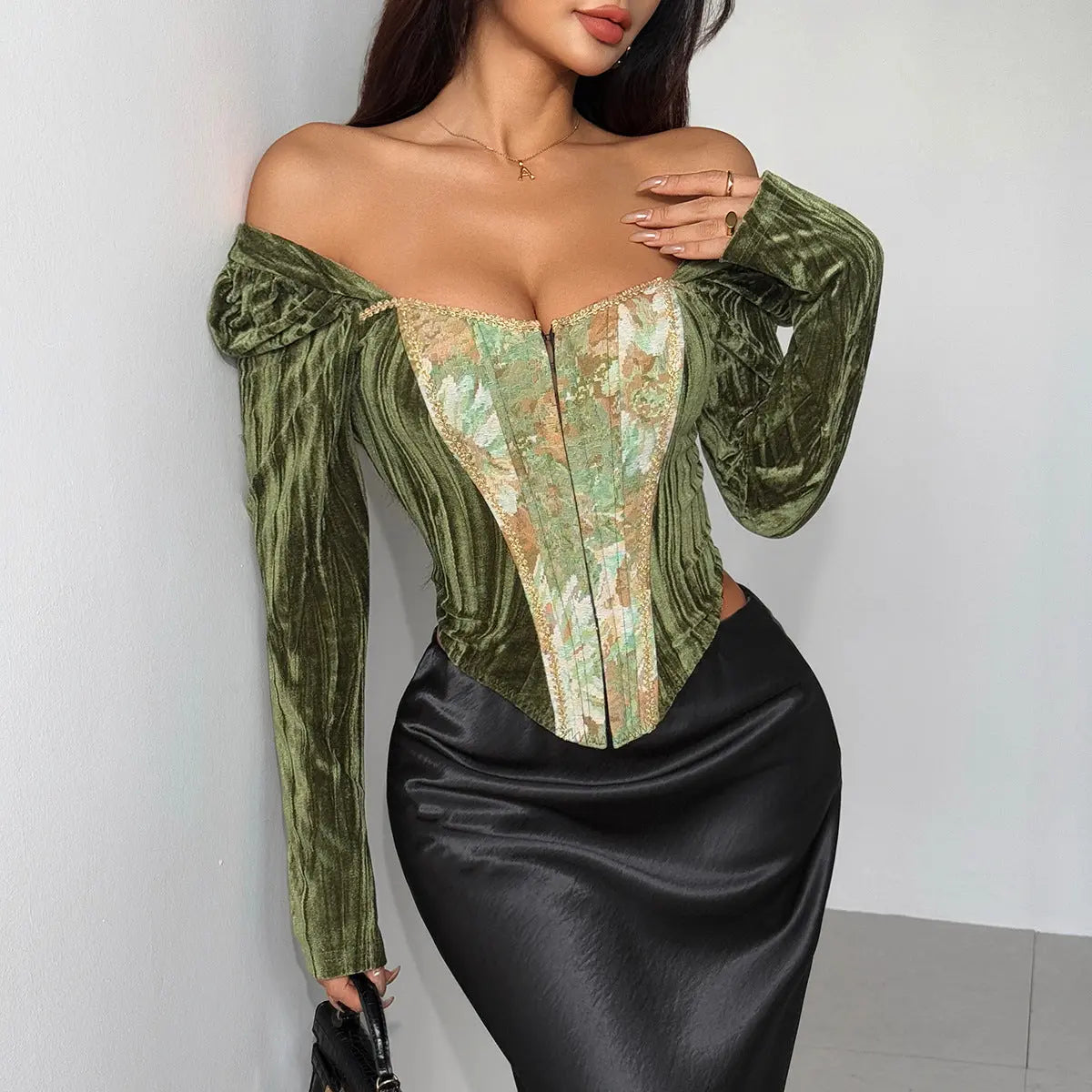 Retro Senior Bandeau Slim Fit Sexy Monet Oil Painting Sexy Boning Corset Bella Mia