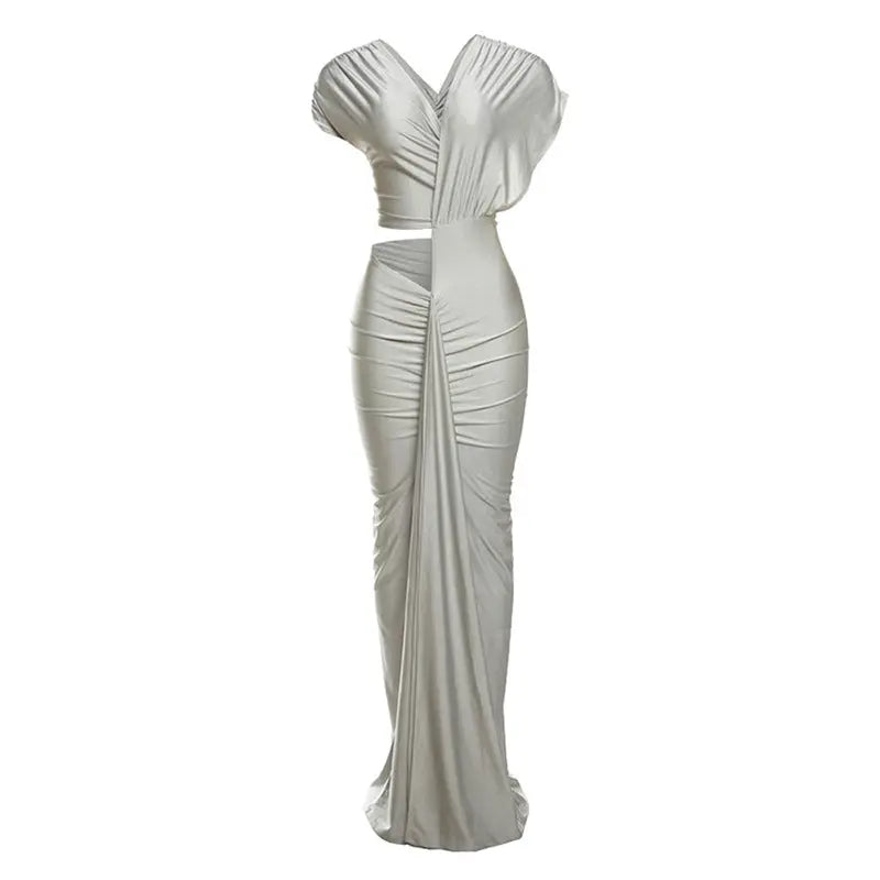 Winter Sexy Slim Fit Cropped Split Solid Color Sheath Dress Bella Mia