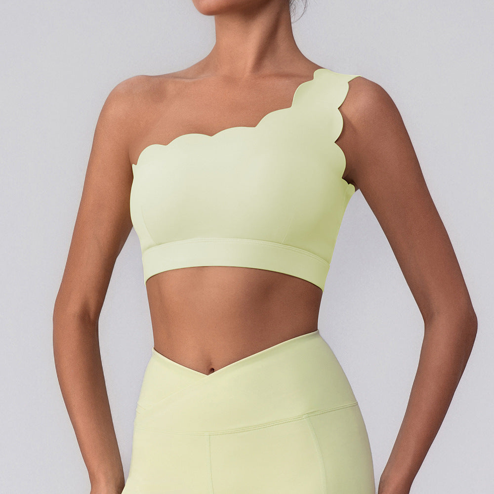 Nude Feel Lace with Chest Pad Yoga Jacket Medium Tenacity Shockproof Fitness Vest Shoulder Belt Sports Bra Bella Mia