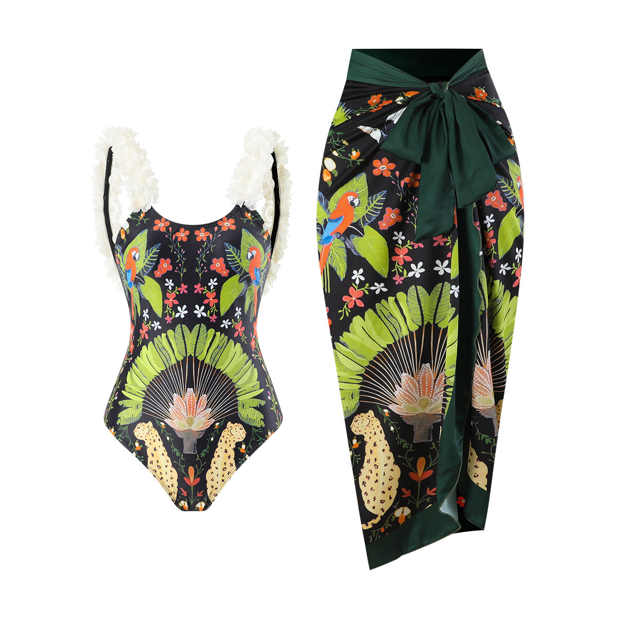 One Piece Printed Skirt Conservative Swimwear Two Piece Women Swimsuit Bella Mia