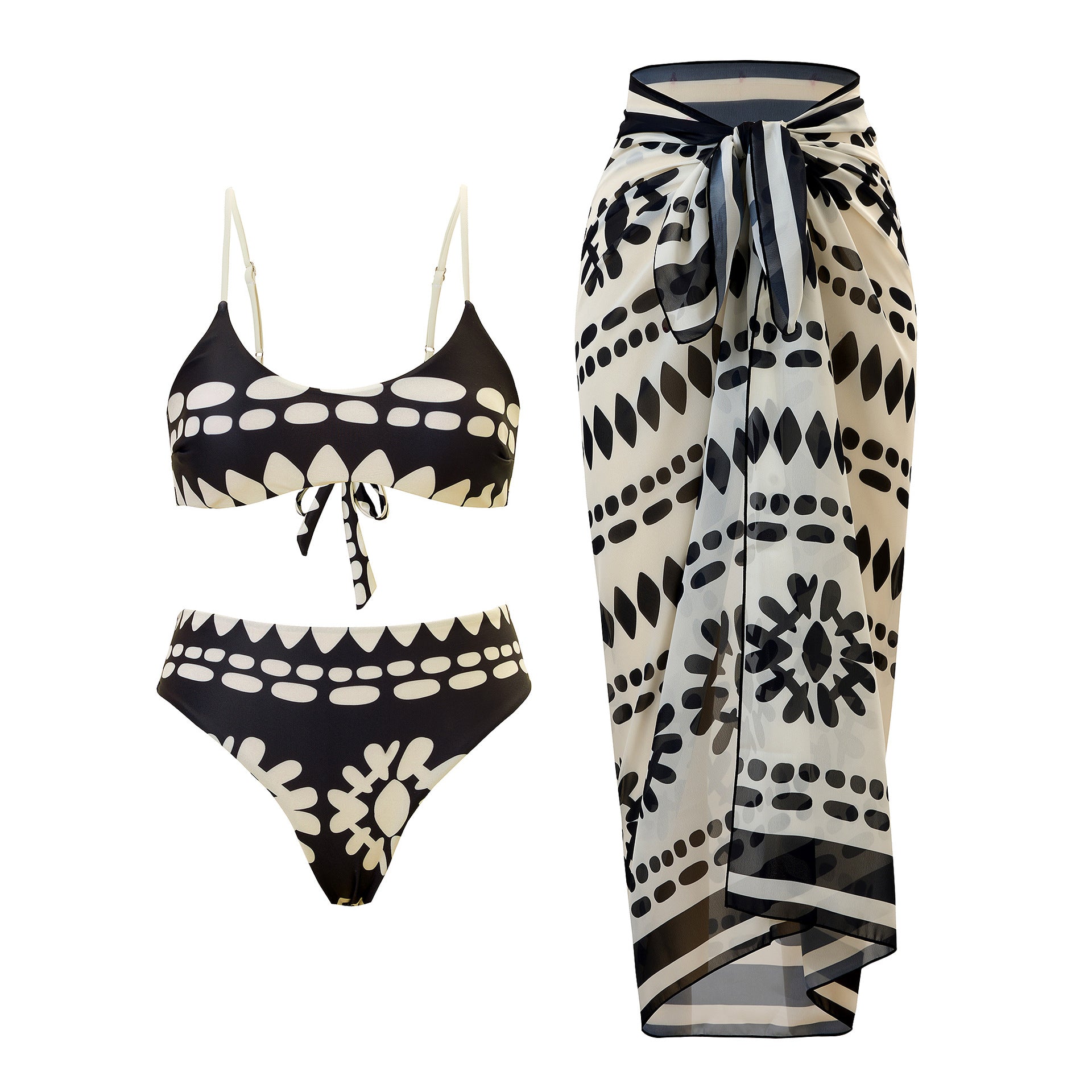 Sexy Split Three Piece Polyester Swimsuit Women Chiffon Dress Swimsuit Outfit Bella Mia