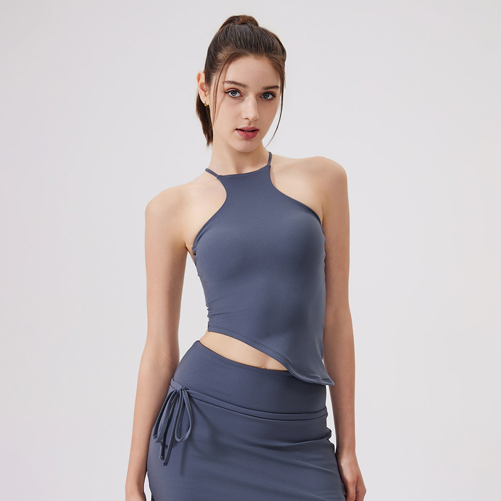 Nude Feel Sexy Beauty Back Yoga Bra Fixed Chest Pad Sports Underwear Women Thin Strap Running Workout Vest Bella Mia