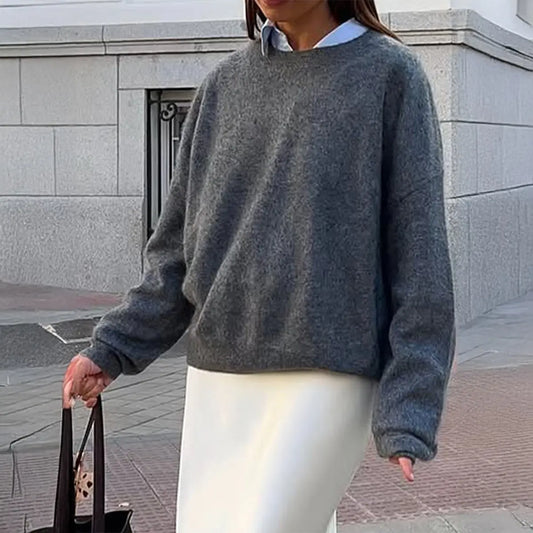 Simple Wool Long Sleeve Solid Color T shirt Sweater Women Clothing Autumn Winter Bella Mia