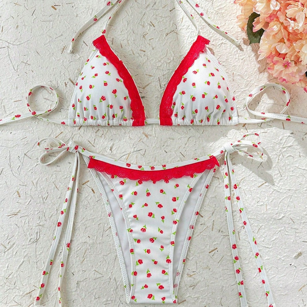 Ladies Halter Triangle Bikini Swimsuit Two Piece Sets Summer Island Beach Vacation Casual Bella Mia