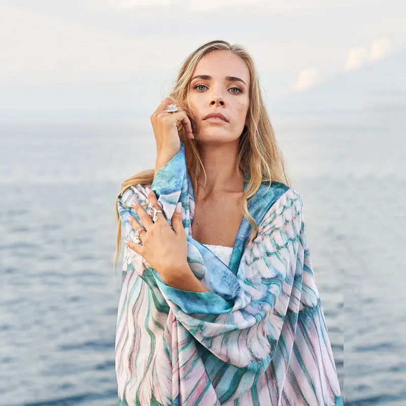 Printed Beach Towel Manga Ocean Wing Series Sexy Goddess Beach Shawl for Women Bella Mia