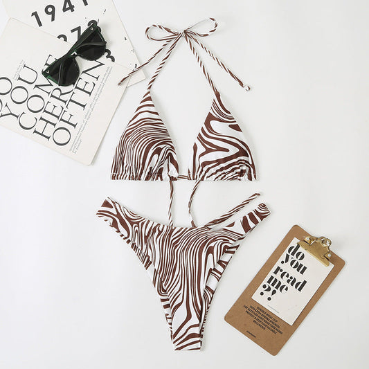 Multi Color Digital Printing Women Split Bikini Lace Up Swimsuit Bella Mia