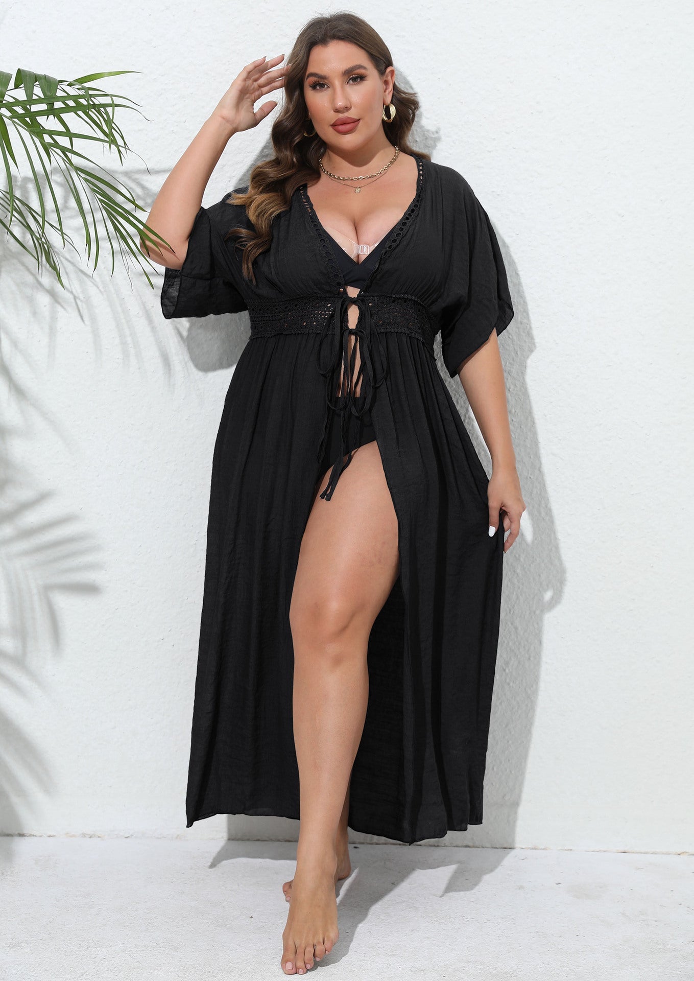 Women Coat Women Clothes Lace Stitching Beach Bikini Cover Up Strap Sun Protection Cardigan Bella Mia