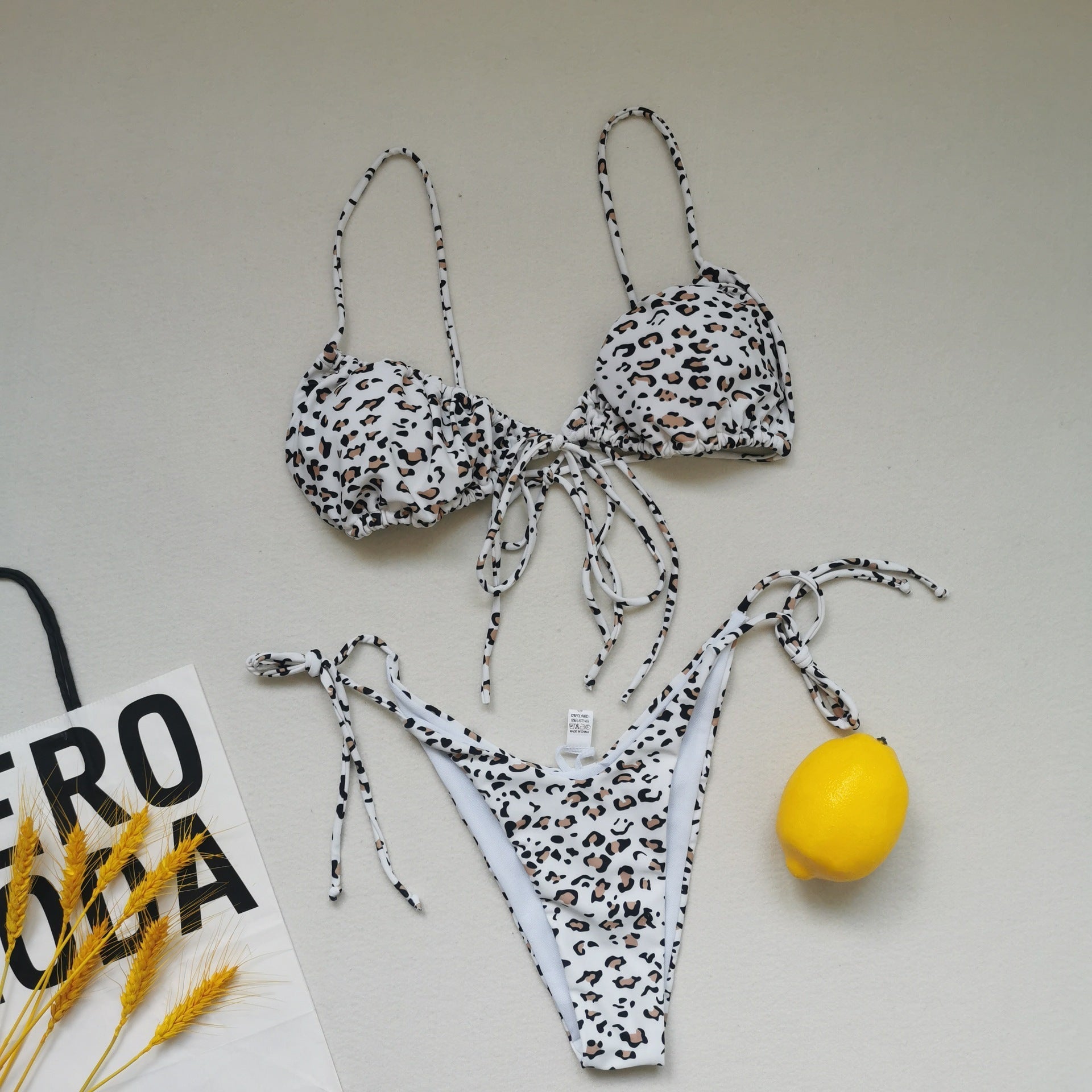 Sling Bandage Swimsuit Women Pleated Push up Drawstring Sexy Solid Color Bikini Swimsuit Bella Mia