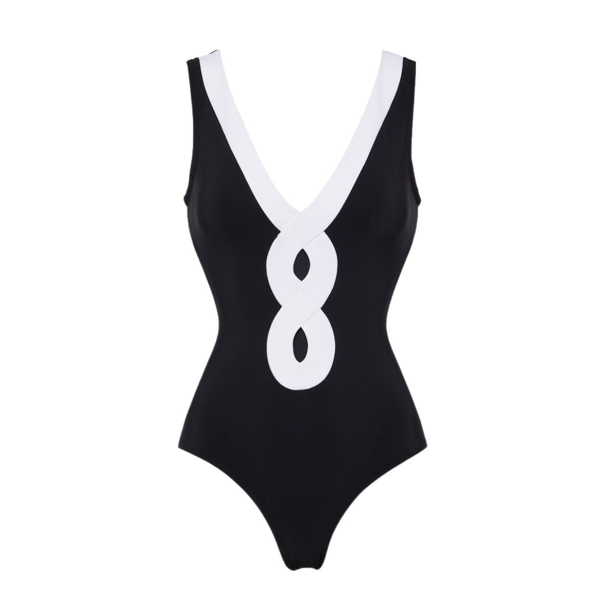 Black White Simple Hollow Out Cutout Out Swimsuit Women Skirt Set Bella Mia