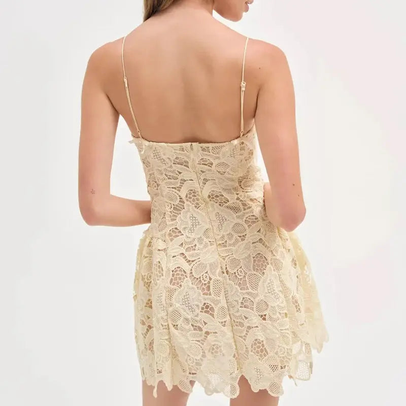 Sexy Sweet Spicy Pure Lace Embroidered Sleeveless Strap High Grade Tube Top Dress Women Bella Mia