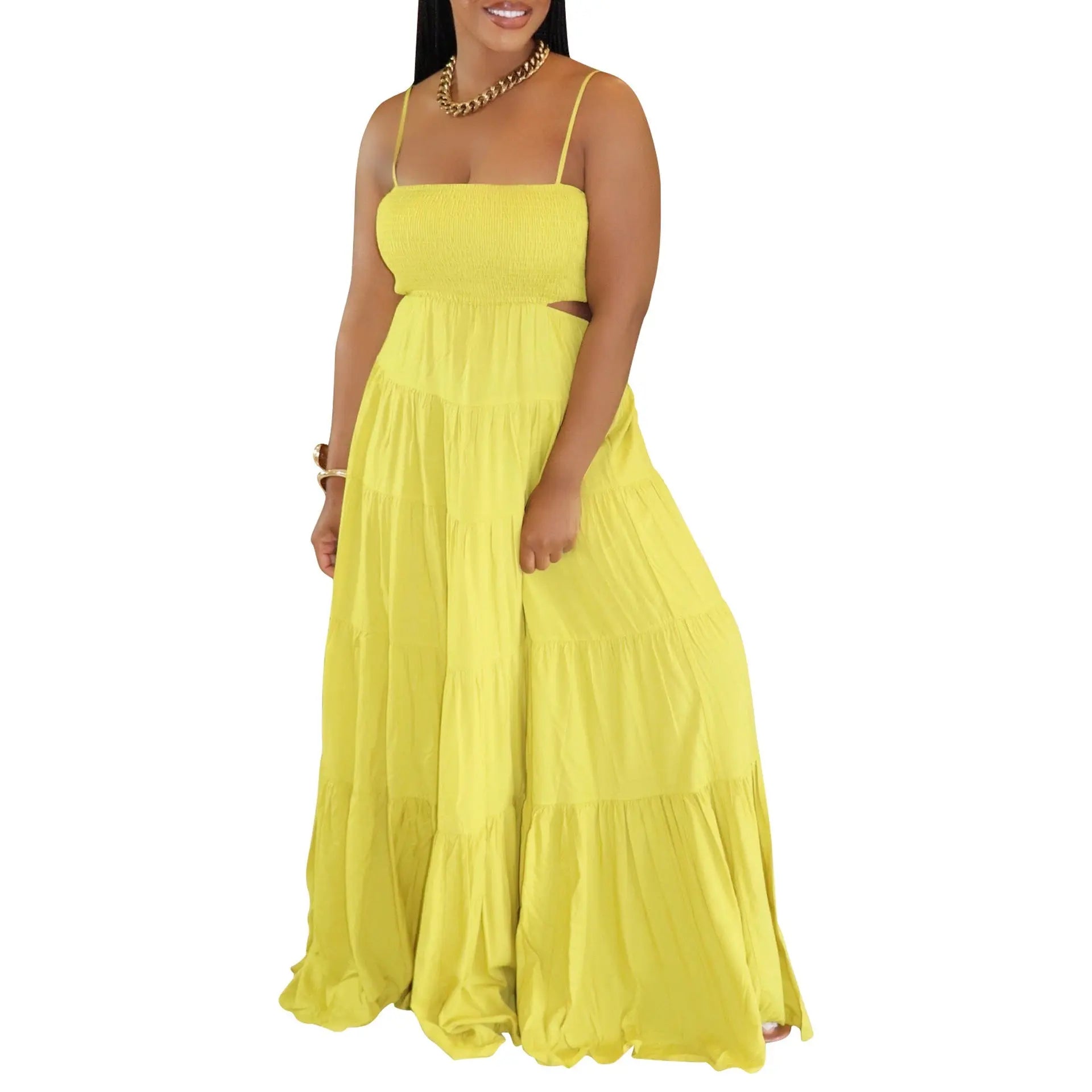 Women Clothing Spaghetti Straps Sleeveless Dress Bohemian Tiered Dress Maxi Dress Summer Bella Mia