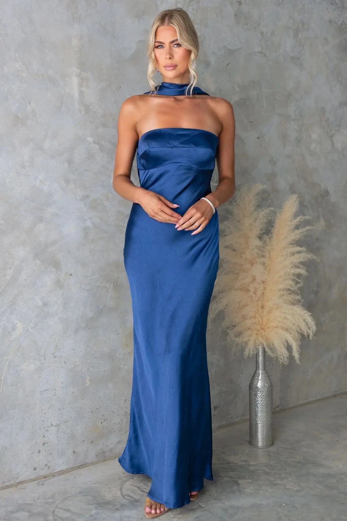 Summer Women Clothing Sexy Halter Satin Mercerized Maxi Dress Bella Mia