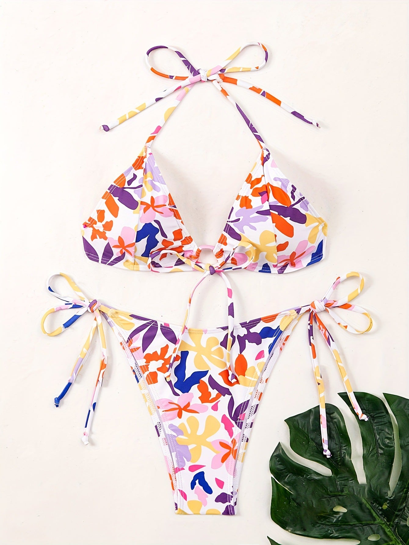 Women Clothing Big Floral Print Halter Sexy Push up Swimsuit Women Bikini Bella Mia