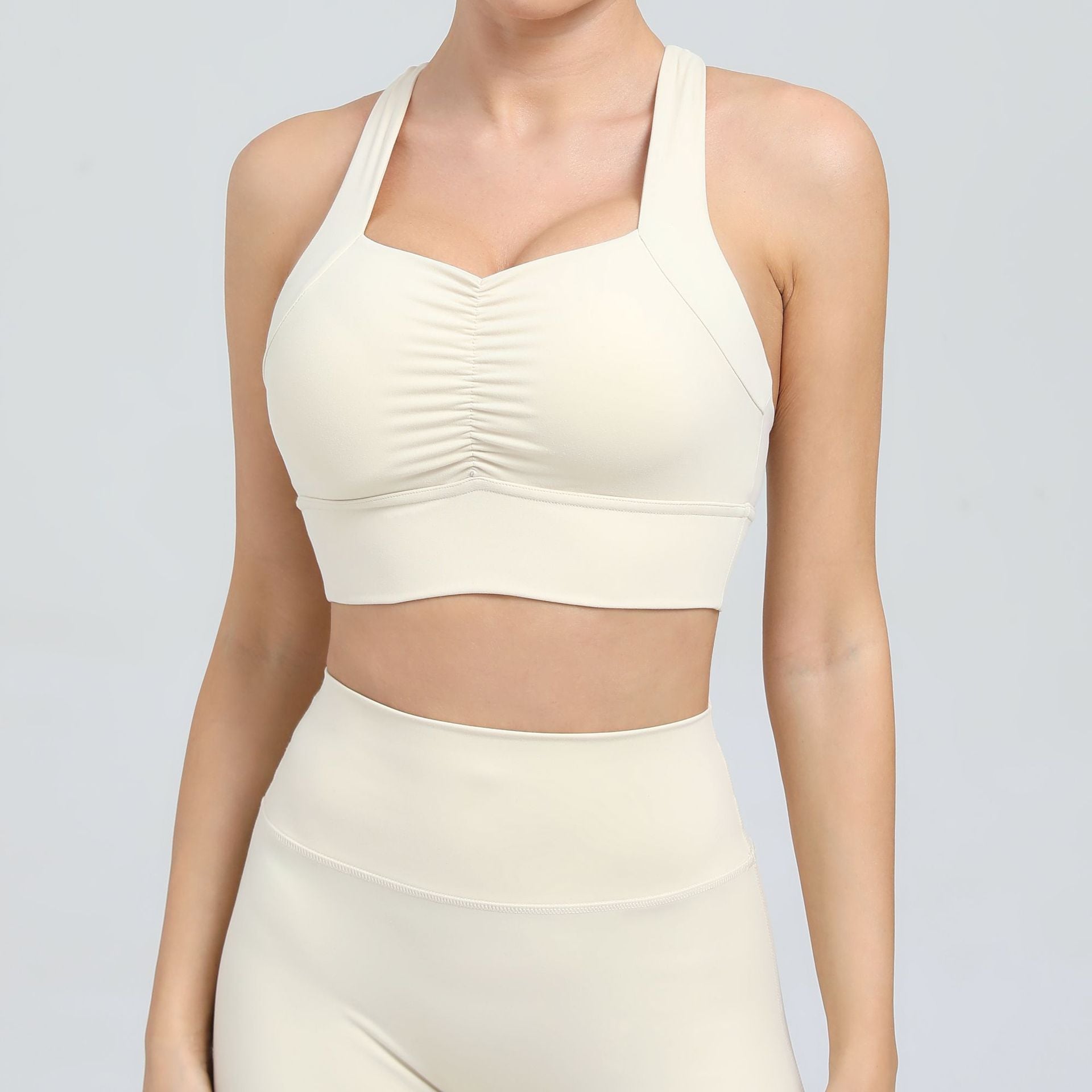 Autumn Sand Nude Feel Yoga Vest Beauty Back Quick Drying High Strength Underwear Sports Running Fitness Sports Bra Bella Mia