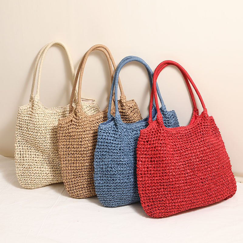 Large Capacity Tote Straw Bag Casual Shoulder Woven Bag Vacation Beach Bag Women Bag Bella Mia
