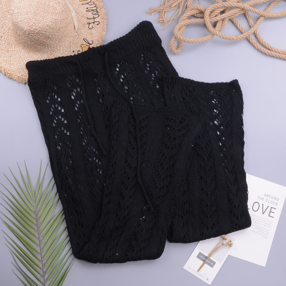 Hollow Out Cutout Out Hand Crochet Loose Wide Trousers Vacation Beach Pants Trousers Bella Mia