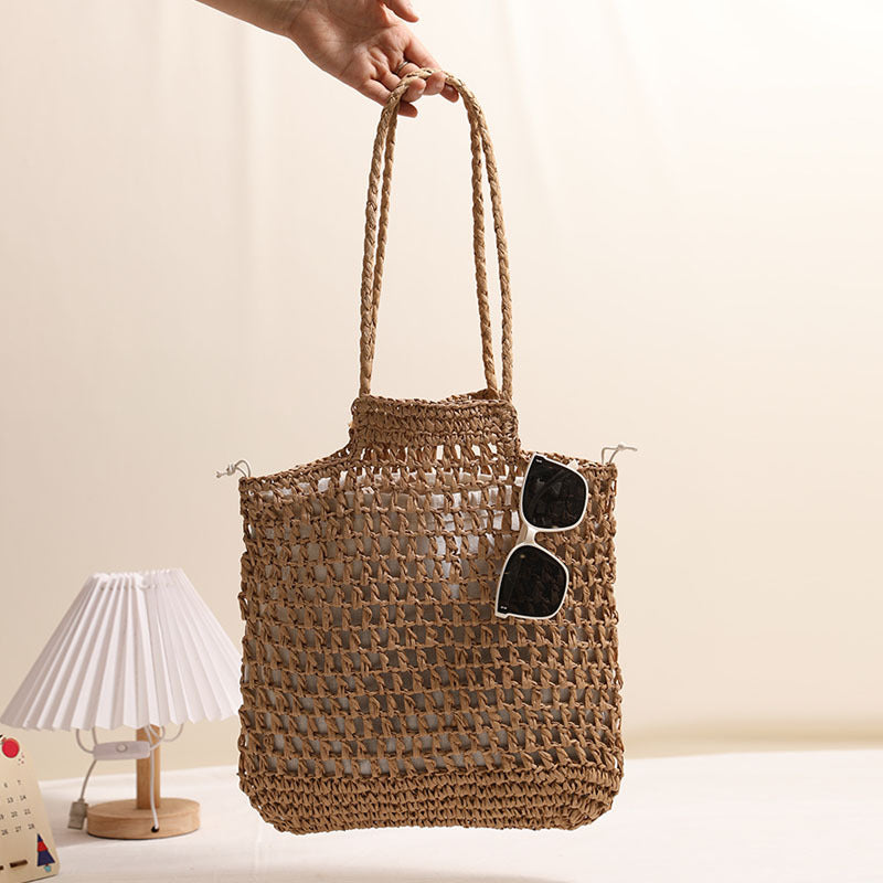One Shoulder Hollow Out Cutout out Straw Bag Special Interest Design Straw Bag Woven Bag Vacation Beach Bag Women Bag Bella Mia