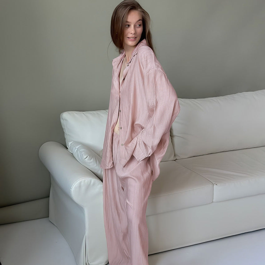 Autumn Loose Casual Homewear Women Long Sleeved Trousers Cardigan Suitable for Daily Wear Bella Mia