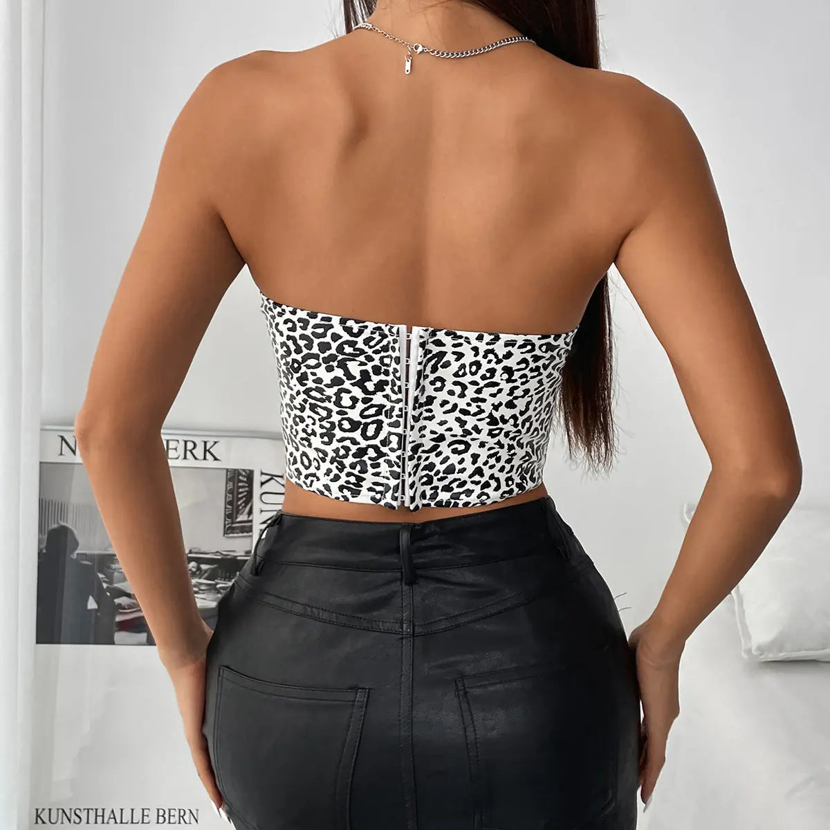 Sexy Leopard Print Tube Top With Boning And Hook Closure Crop Top Bella Mia