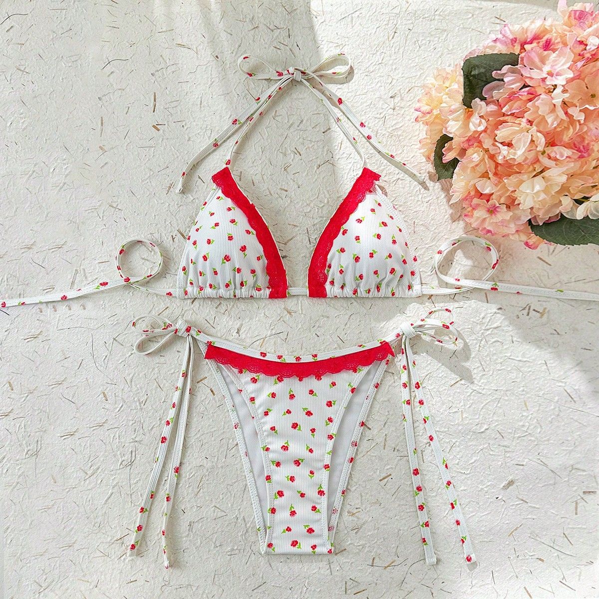 Ladies Halter Triangle Bikini Swimsuit Two Piece Sets Summer Island Beach Vacation Casual Bella Mia