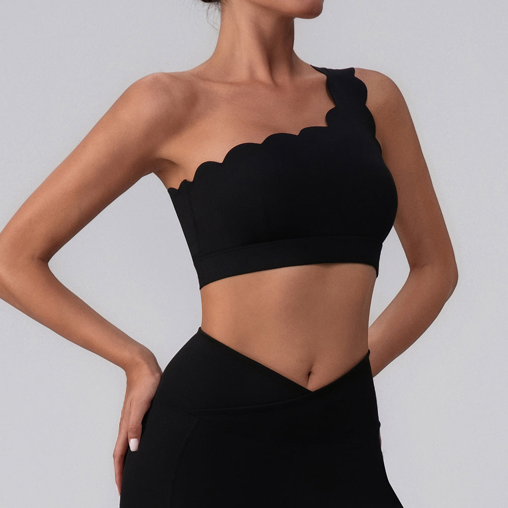 Nude Feel Lace with Chest Pad Yoga Jacket Medium Tenacity Shockproof Fitness Vest Shoulder Belt Sports Bra Bella Mia