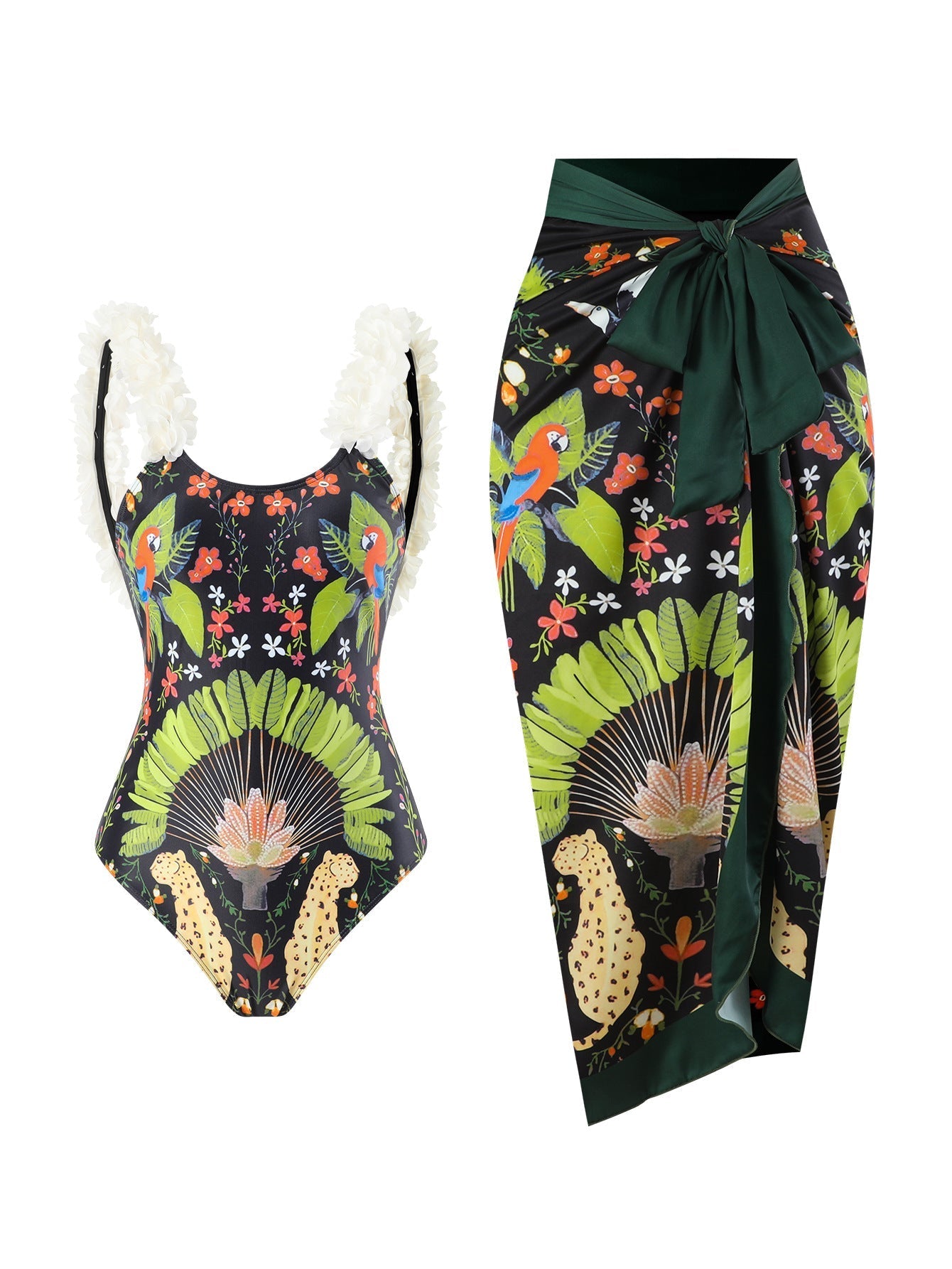 One Piece Printed Skirt Conservative Swimwear Two Piece Women Swimsuit Bella Mia