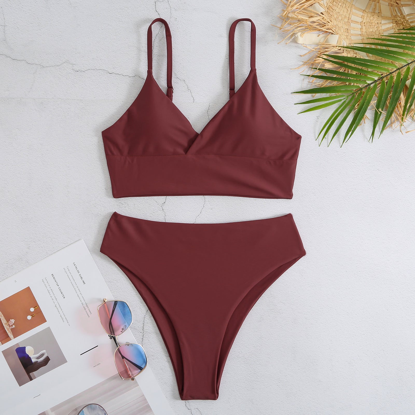 High Waist Solid Color Bikini Swimsuit Women Sexy Swimwear Bikini Bella Mia