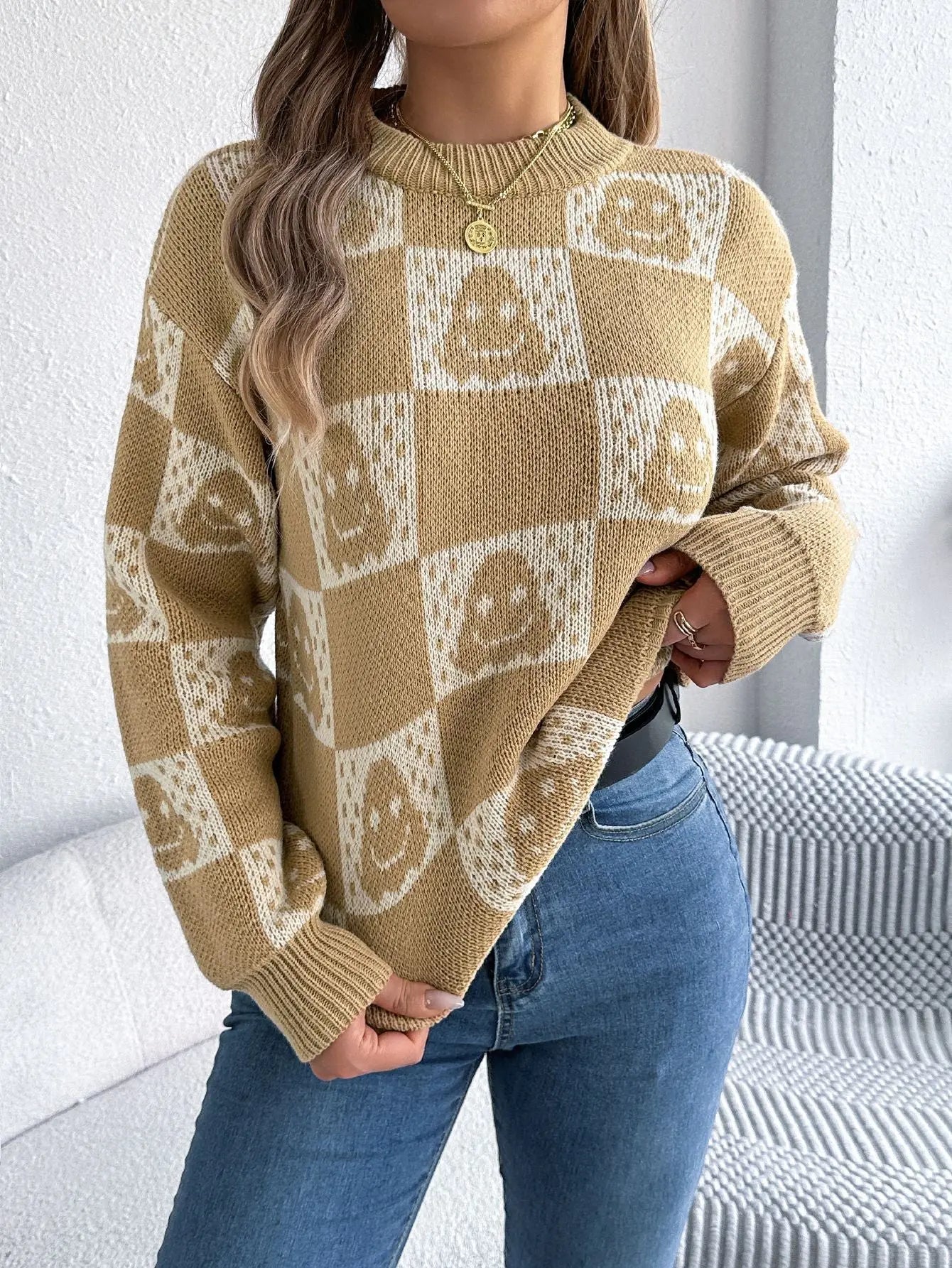 Autumn Winter Halloween Plaid Lantern Long Sleeve Pullover For Women Bella Mia
